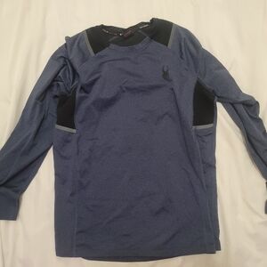 Spyder Men's Long Sleeve Performance Shirt - Navy Blue with Black Accents